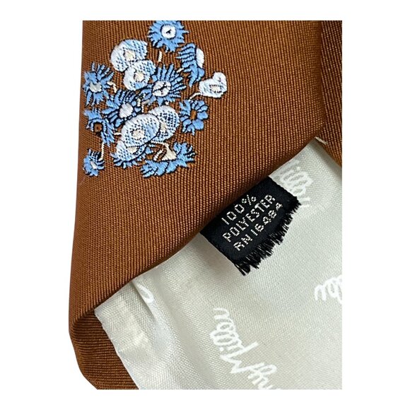 Johnny Miller Brown Floral and Berry Print Vintage Necktie - Picture 5 of 6